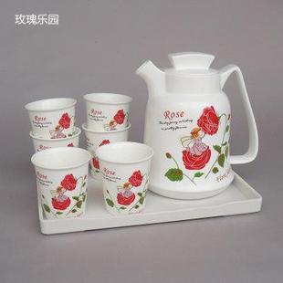 家用大容量饮具凉水果汁壶耐高温水杯子 陶瓷花茶冷水壶杯具套装