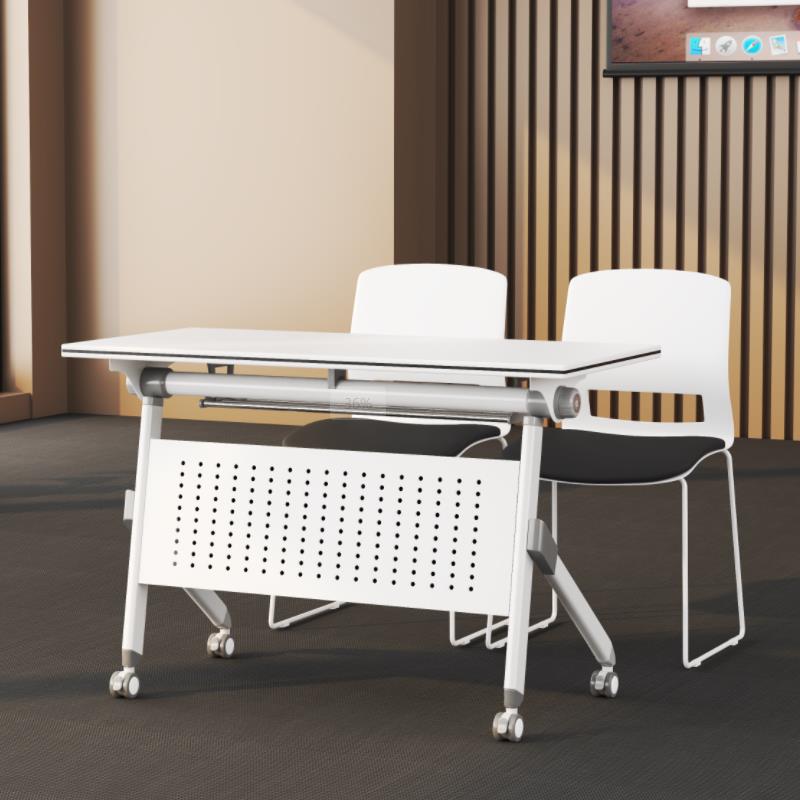 折叠培训桌条桌办公桌可拼接双人移动课桌带轮桌椅长条组合会议桌