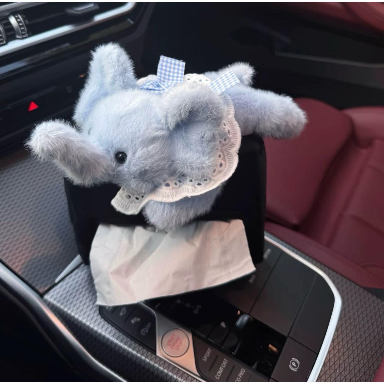 可爱小象车载纸巾盒汽车纸巾袋车用抽纸盒车内饰品摆件装饰用品