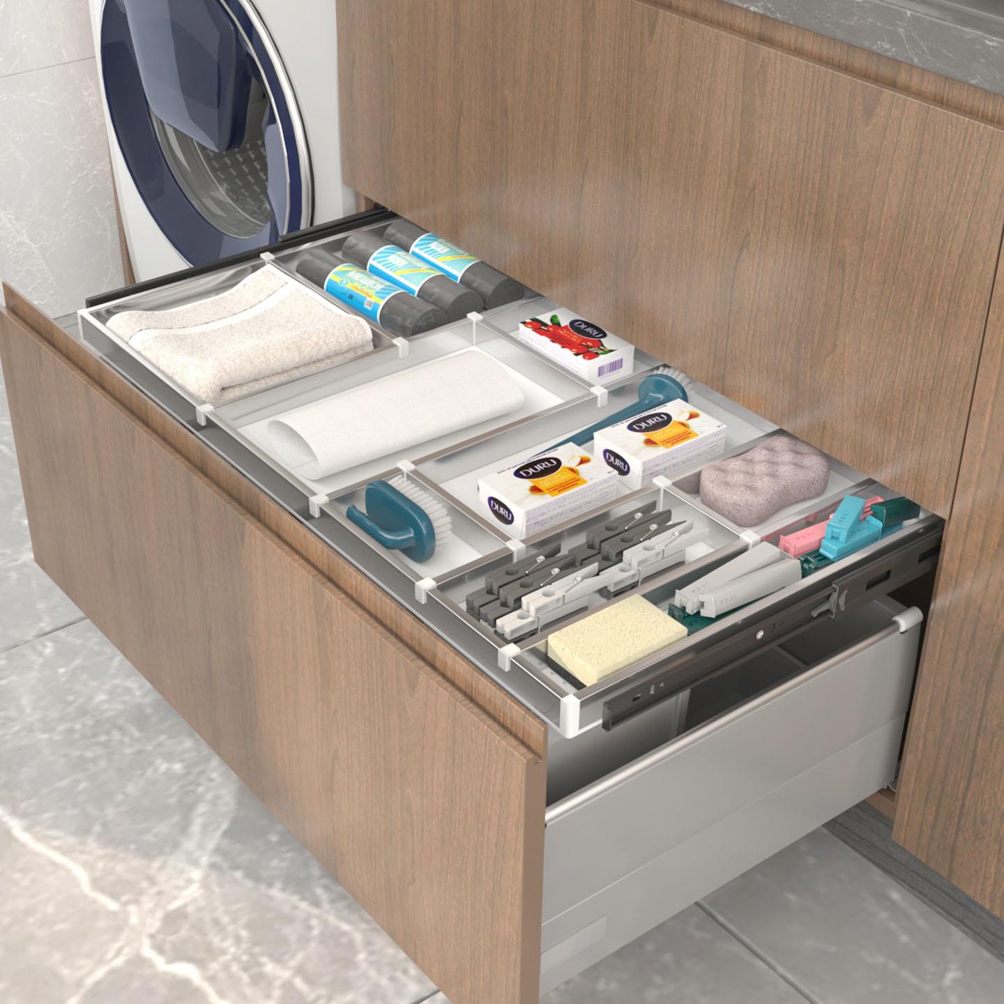 橱柜拉篮洗碗机柜子改造薄抽屉带滑轨侧装轨道带格抽中抽环保托盘