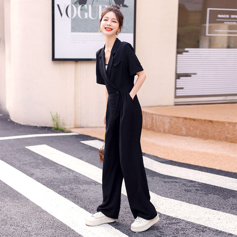 别致高级感西装连衣裤雪纺连体阔腿裤套装女夏季韩版2024新款气质