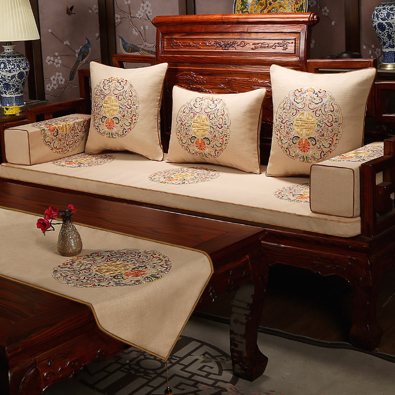 新中式红木沙发坐垫古典实木家具海绵座垫罗汉床T套防滑座椅垫定