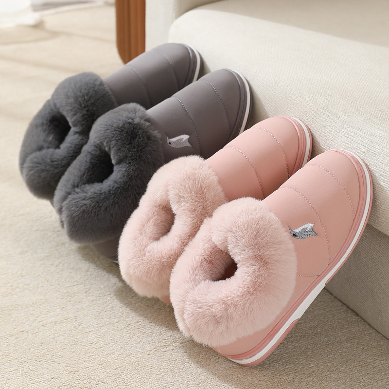 冬天男包跟棉拖鞋女士p情侣居家保暖加厚毛绒软底防滑带后跟月子
