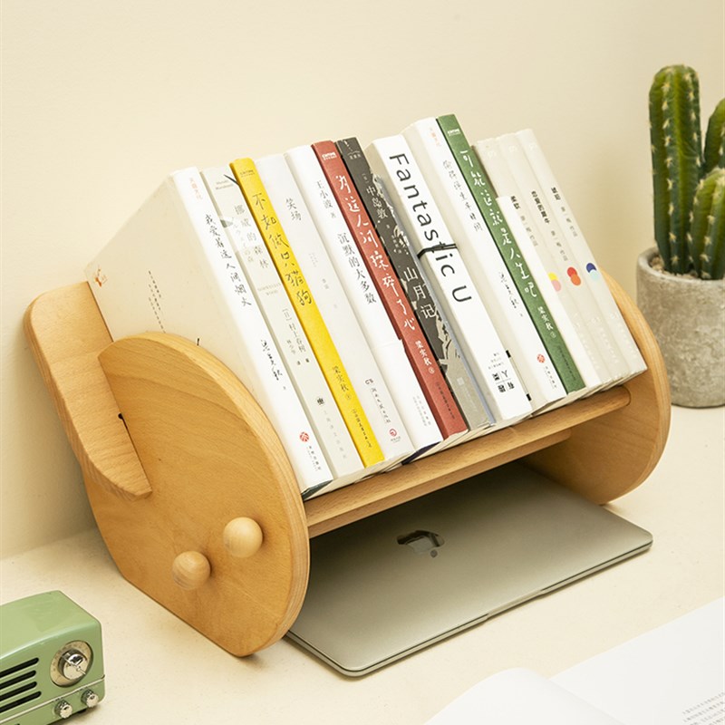 定制实木木质儿童学生创意办公家居桌面书O立架收纳书架书挡书靠
