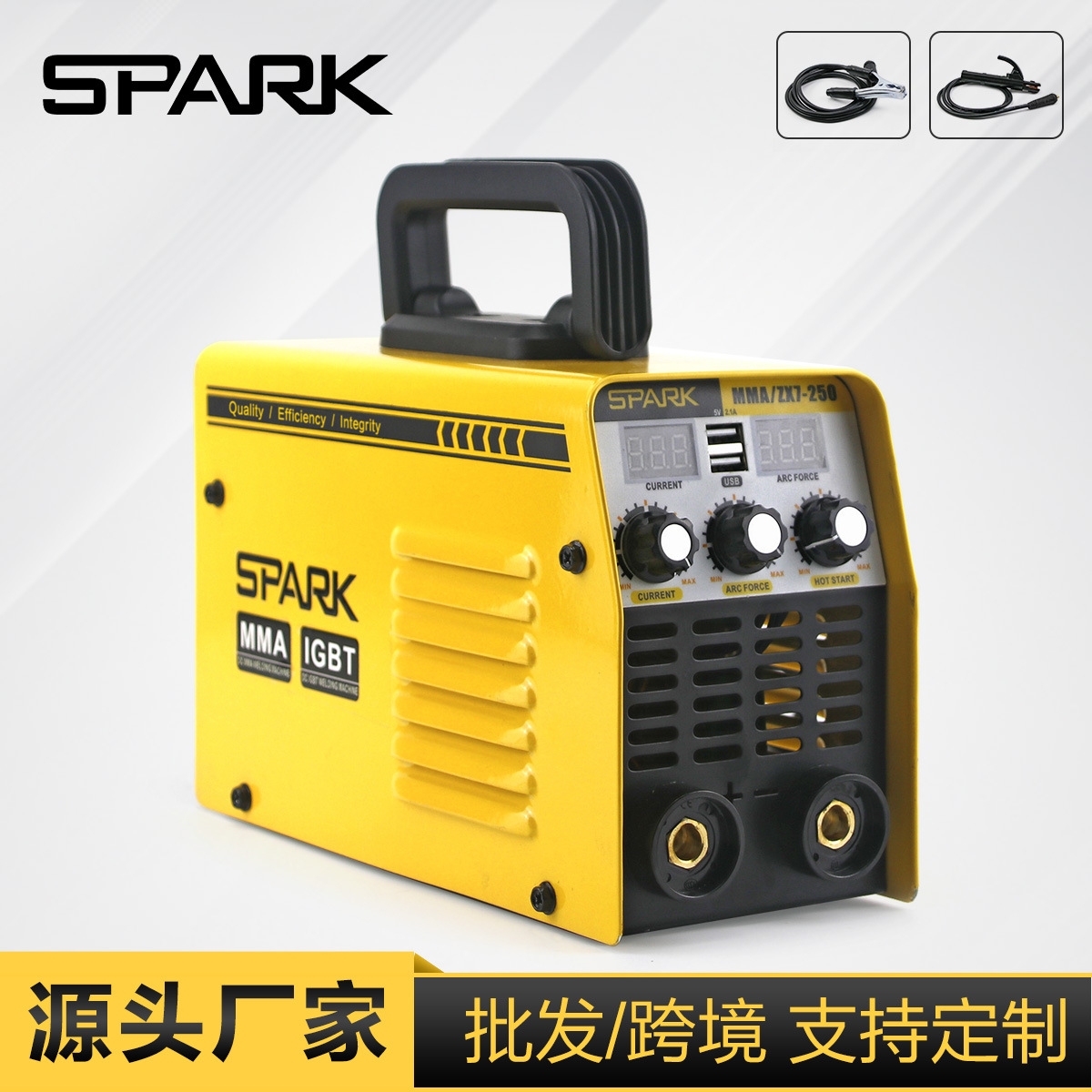 跨境搜SPARK电焊机MMA-250双USB插口双显示屏电焊机家用手工焊
