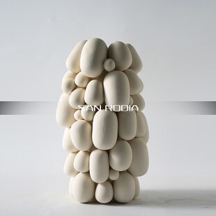 现代简约堆积圆球陶瓷花瓶售楼处样板间酒店会所艺术插花器装 饰品