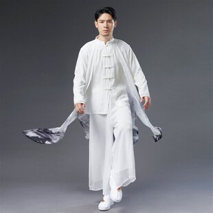 棉麻风衣长衫 覆古中式 假俩件青年唐装 汉服套装 中国风夏季 男士 新款