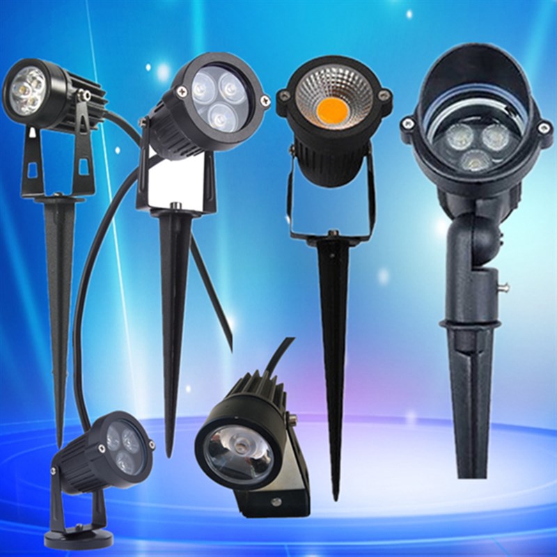 插地灯户外草坪小射灯LED防水13W庭院座式照树迷你圆形插泥投光灯