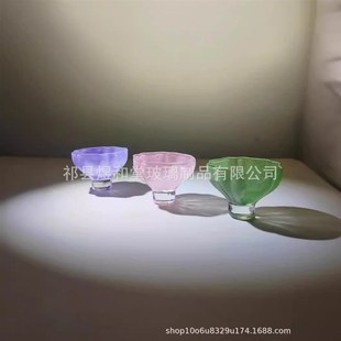 粉云海气泡茶杯手工玻璃品茗杯精致个人花朵杯主人杯女士琉璃茶盏