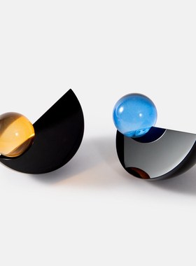 简约现代几何透明水晶装饰球样板间客厅酒柜轻奢软装饰品极简摆件