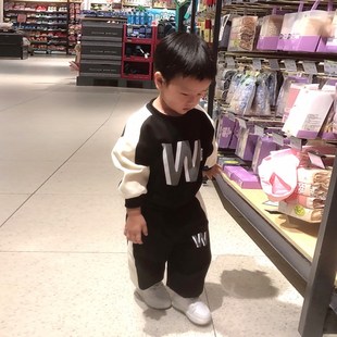 男童春装长袖运动套装休闲小童春秋季宝宝帅气时髦儿童卫衣两件套