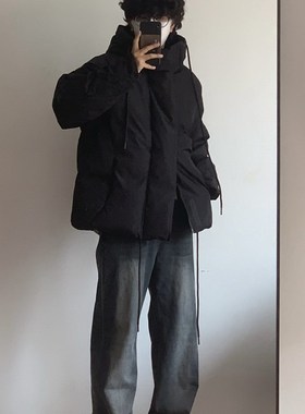 【X1617】冬季新款日系简约保暖开衫棉服男女版休闲加厚纯色外套