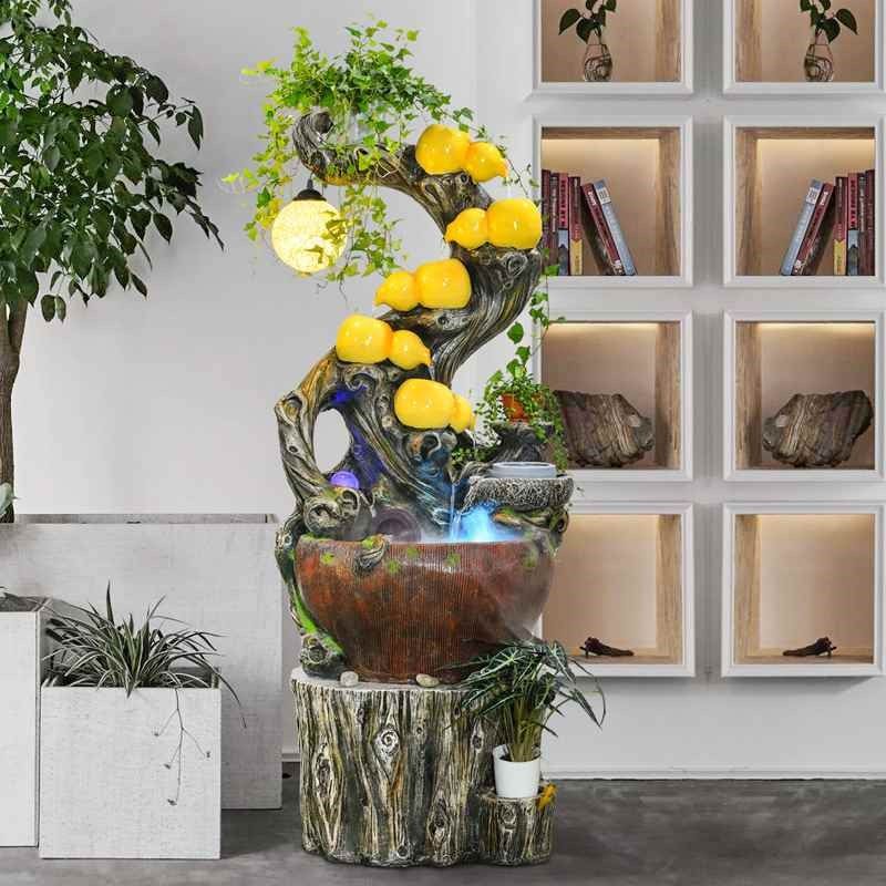 中式假山田园流水喷泉树脂工艺品家居客厅办公室装饰品加湿器摆件