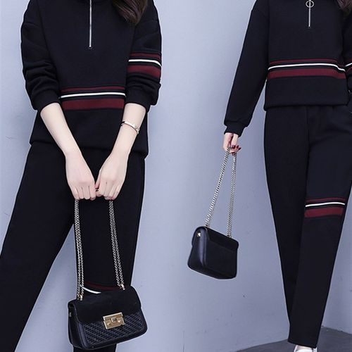 一整套休闲时尚套装女春秋洋气宽松设计感长袖卫衣上衣裤子两件套