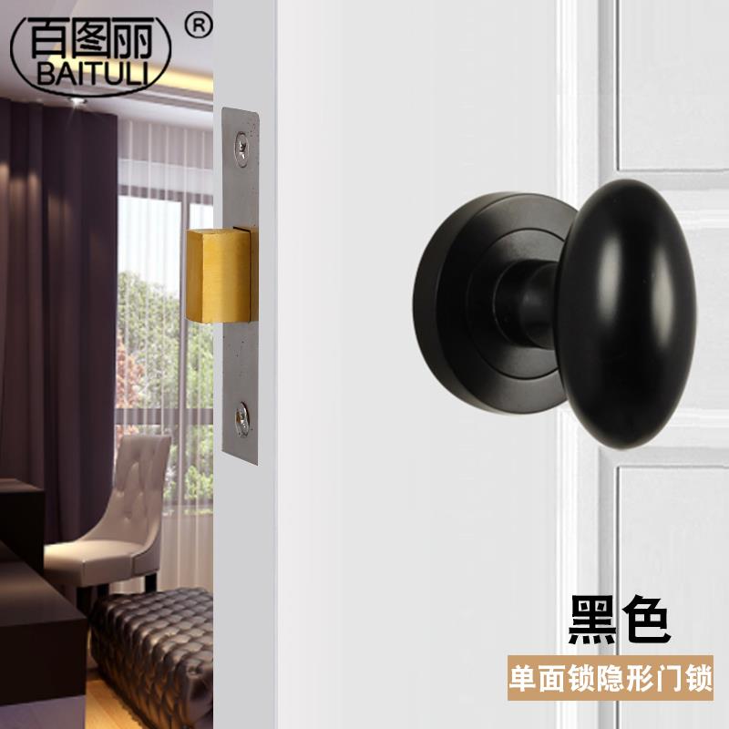 百图丽隐形门锁单面锁暗门背景墙门锁黑色金色单边锁暗藏单舌门锁