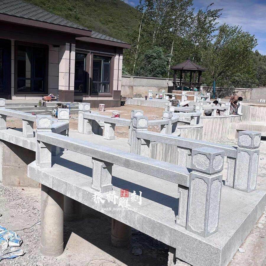 石雕中式花岗岩栏板栏杆现代简约庭院河道别墅大理石护栏石头围栏
