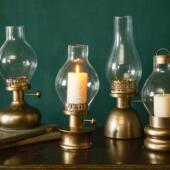 覆古轻奢烛台法式 饰摆饰金属蜡烛灯桌面摆 防风灯家居民宿工业风装