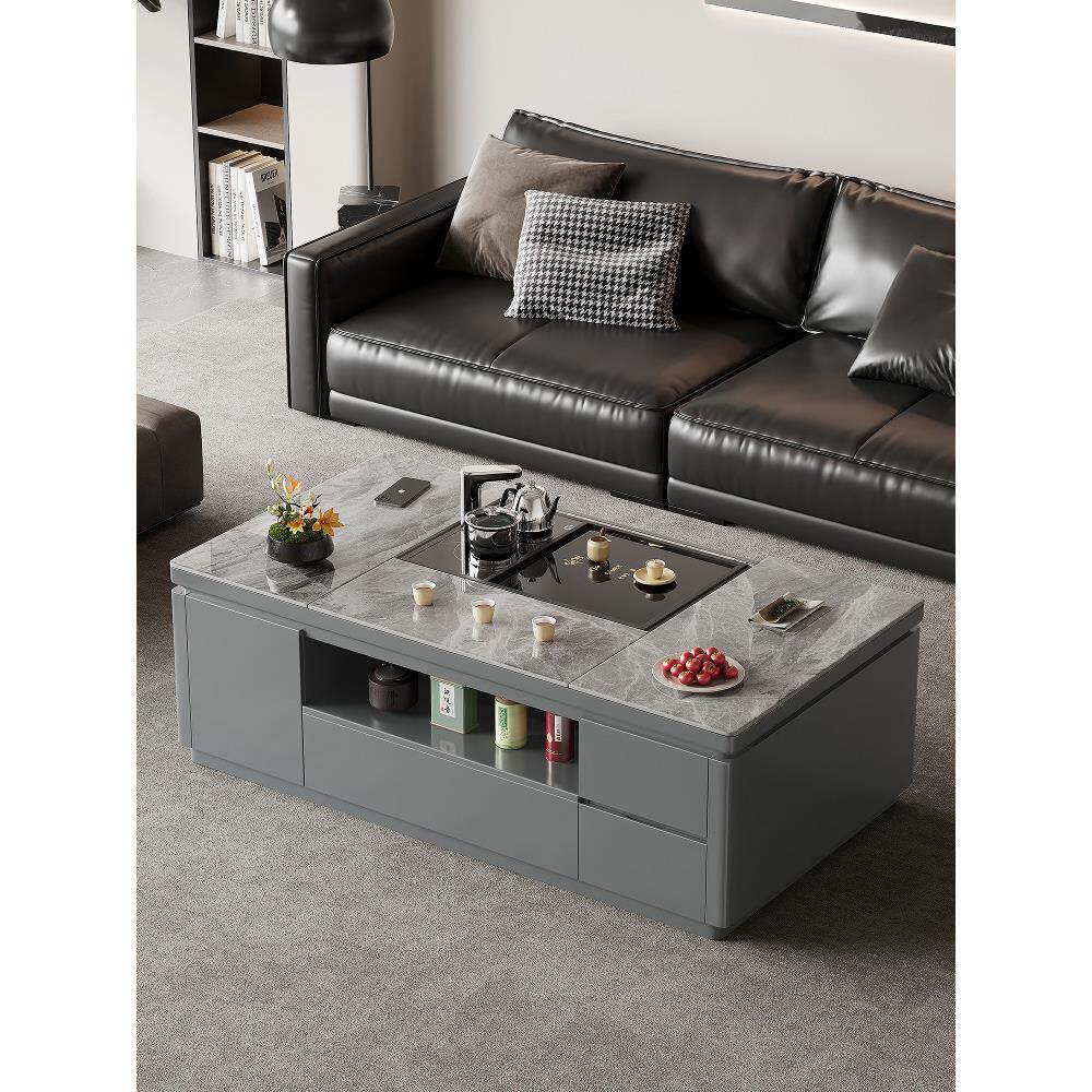 现代岩板功夫茶几家用泡茶桌带烧水壶升降一体多功能大小户型茶台