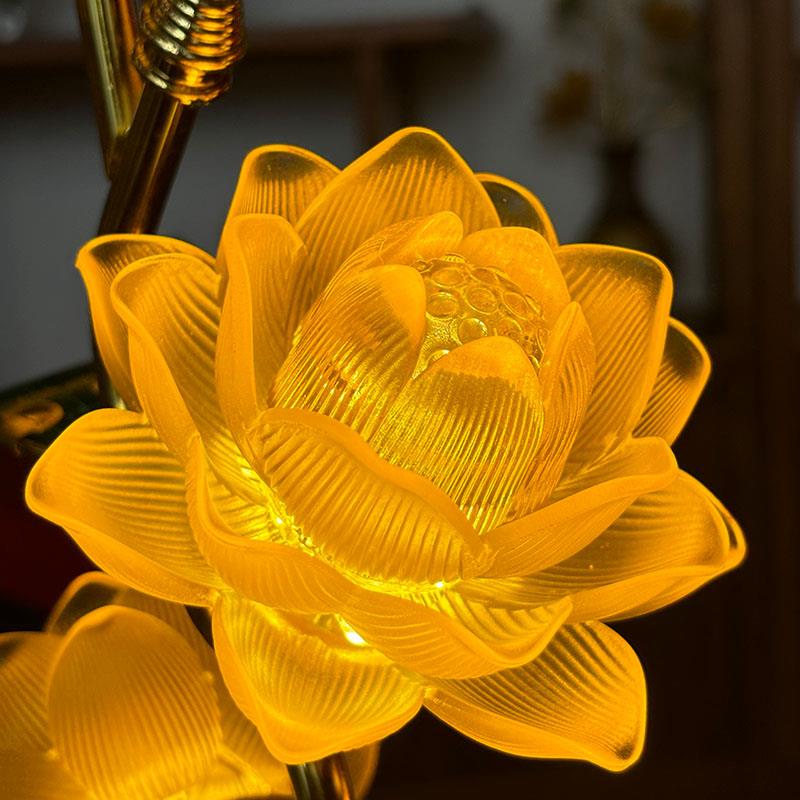 琉璃莲花灯佛前供灯家用佛堂插电供佛灯LED长明灯三品观音灯供奉
