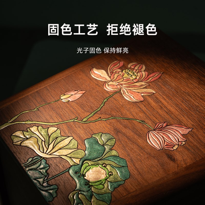 桌面垃圾桶实木垃圾筐高颜值新中式复古客厅垃圾盒高档无盖纸篓桶