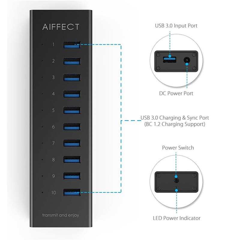 好家伙!一拖十!外贸电脑USB3.0分线器多功能拓展坞hub集线器