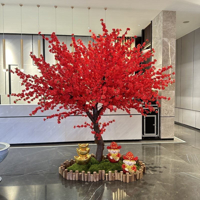 仿真桃花树祈福树新年发财红包许愿树大型梅花树商场布置装饰造景