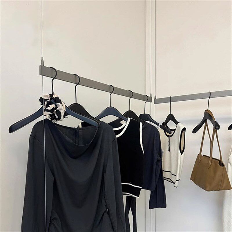 服装店展示架不锈钢上墙黑色钢丝悬挂墙顶吊架吊顶橱窗女装陈列架