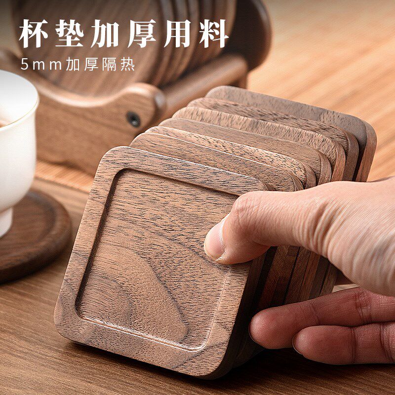胡桃木实木茶杯垫茶道功夫茶桌摆件隔热垫茶托底托水杯底座防烫垫