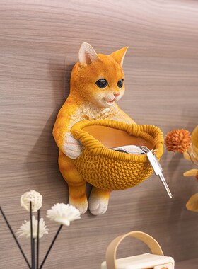 壁挂式钥匙收纳盒可爱猫入户装饰高级感小众家居摆件乔迁新家礼物