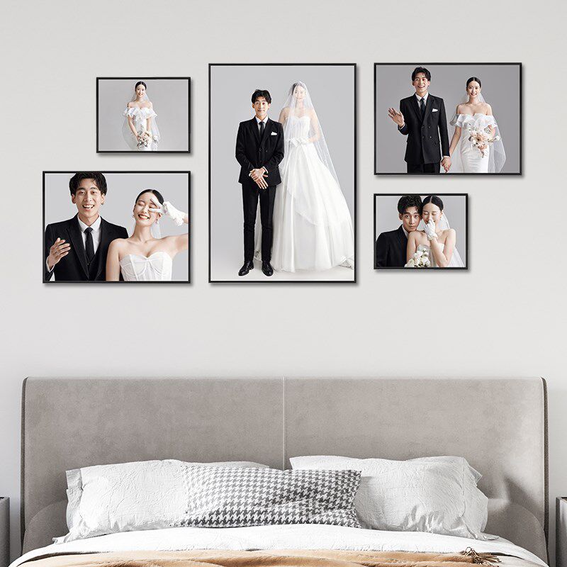 婚纱照diy定制挂墙照片墙组合结婚照加打印做成相框高级感全家福