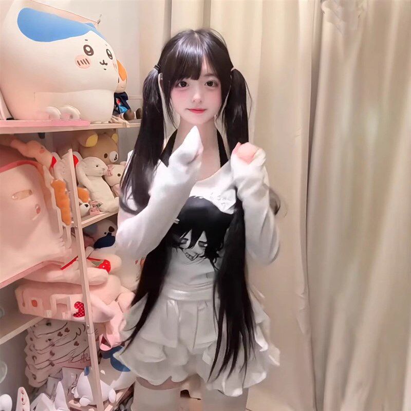 【扎好双马尾】纤韵假发女超长发100cm黑色长直发双马尾Lolita