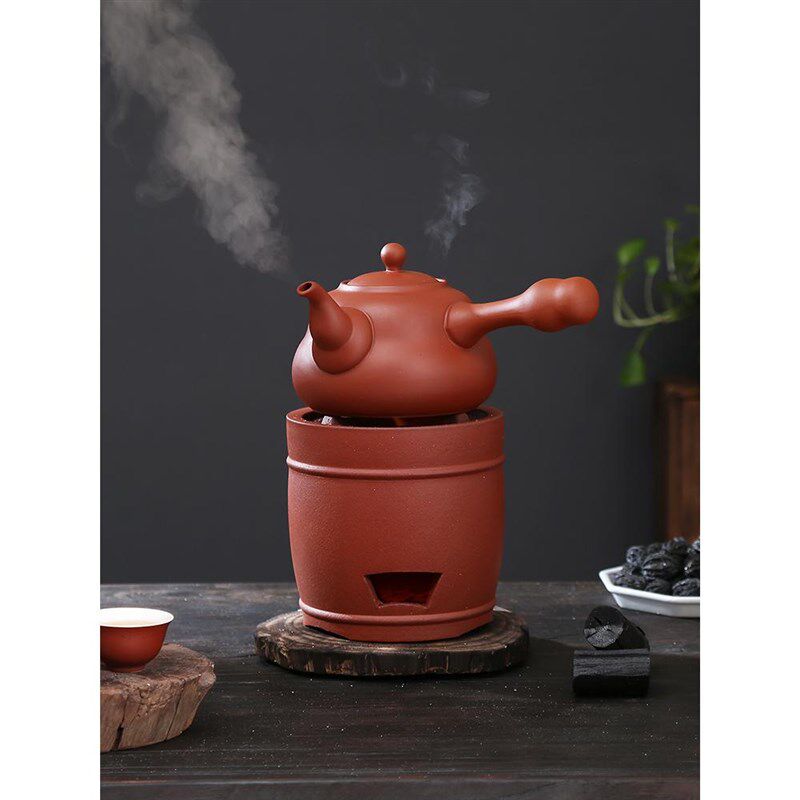木炭茶炉木炭炉红粘土小炉炉炉核桃木炭潮州功夫茶道沸水橄榄木炭
