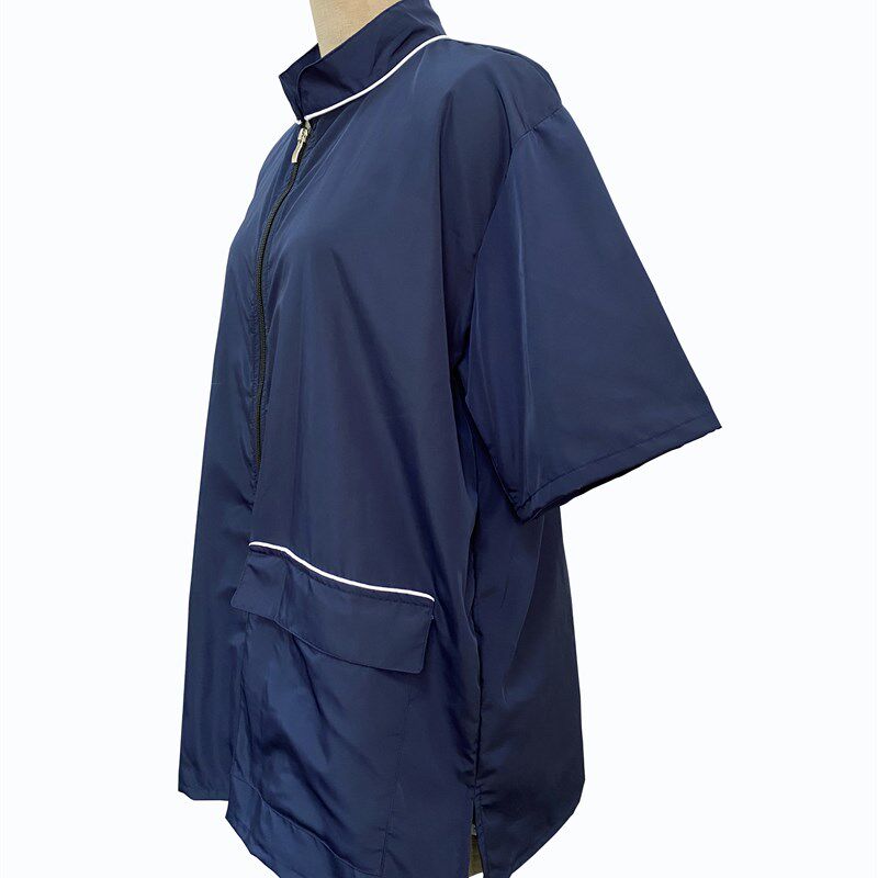 新款长拉链蓝色工服宠物店剪毛防毛美容服垂顺透气柔软美容袍发廊