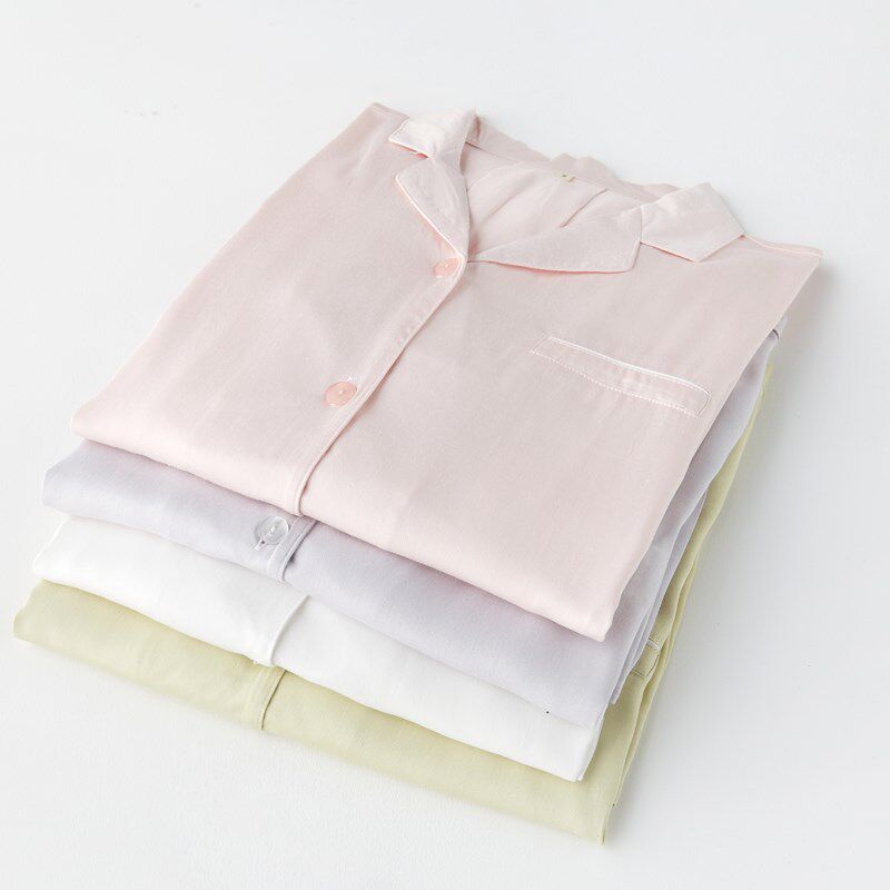 衬衫领睡裙睡衣女春秋长袖贡棉棉绸家居服休闲翻领家居裙2024新款
