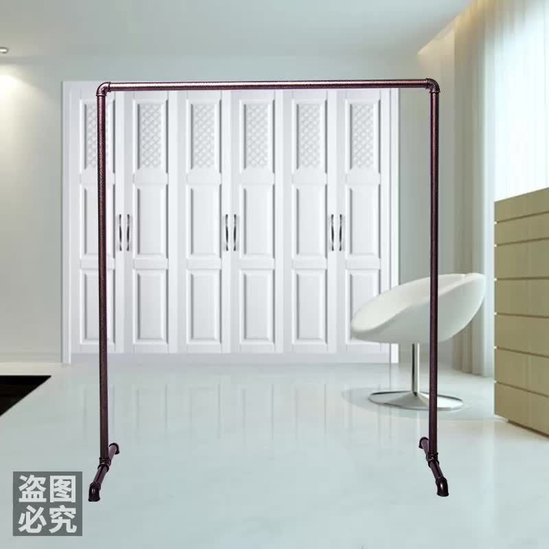服装店展示架复古龙门架水管落地架简约挂衣杆黑色单杠晾衣架货架
