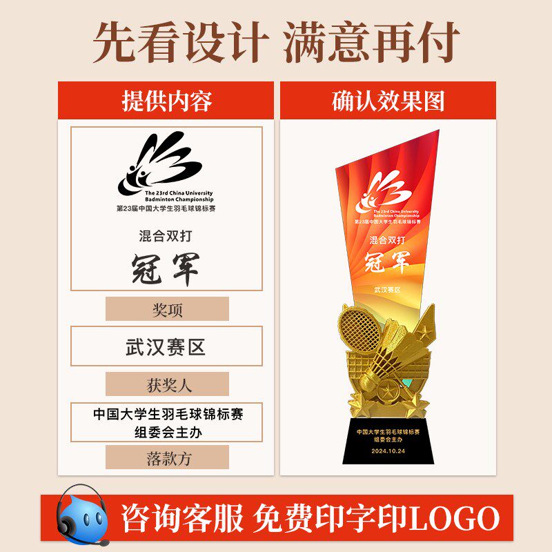 体育系列水晶奖杯定制足球篮球羽毛球台球田径比赛金银铜冠军奖牌