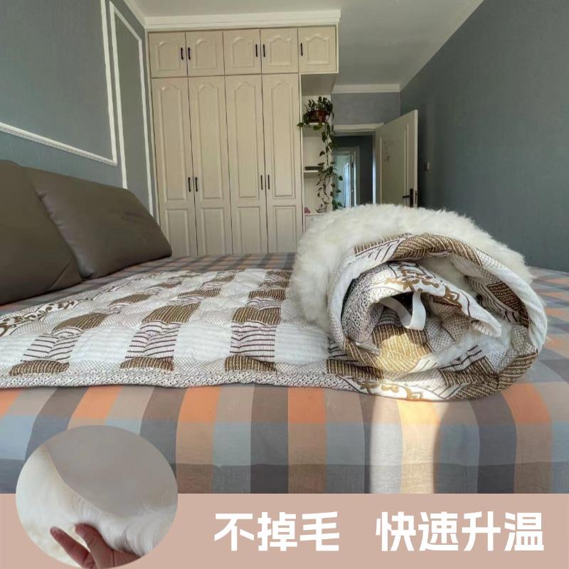 纯羊皮羊毛一体褥子垫子单人双人家用宿舍用保暖防潮防寒飘窗垫