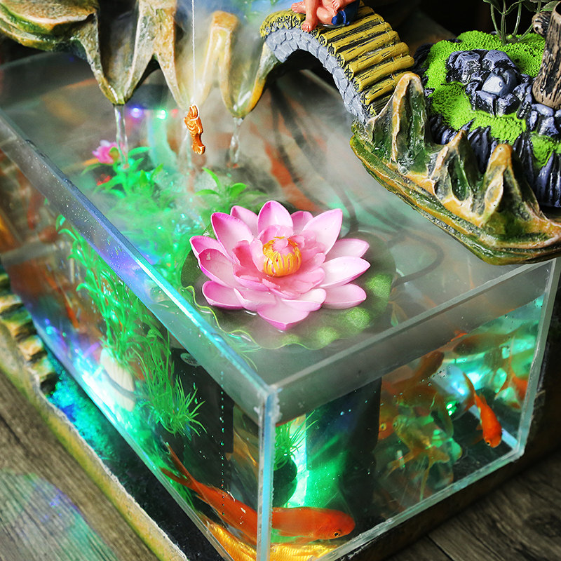 鱼缸客厅家用假山流水喷泉风水轮招财客厅室内加湿器创意桌面摆件