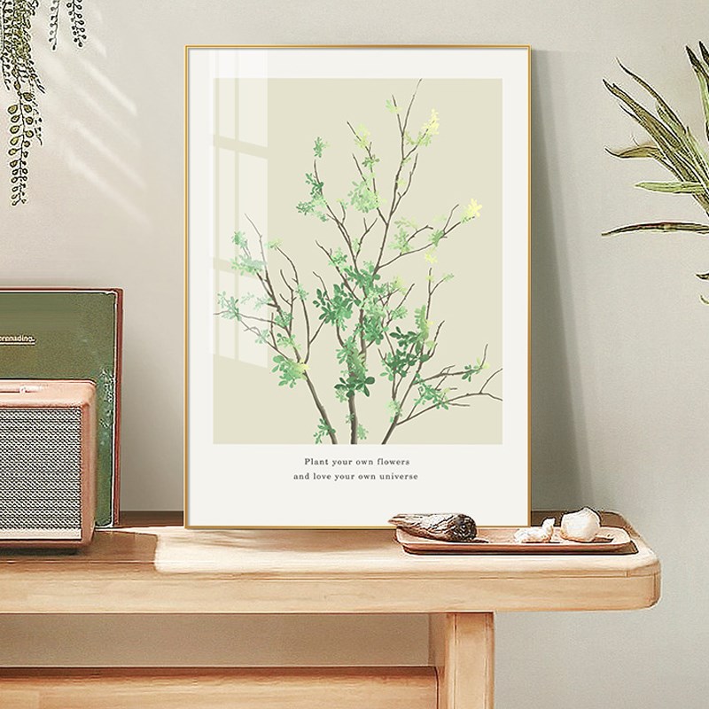 北欧客厅装饰画现代简约沙发背景墙挂画植物单联画ins挂画