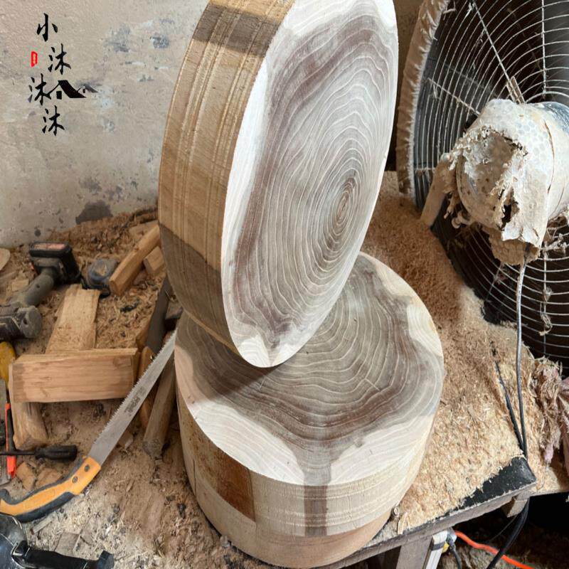 加厚菜墩实木圆形整木剁骨肉墩砧板加厚家庭肉摊饭店专用榆木菜墩