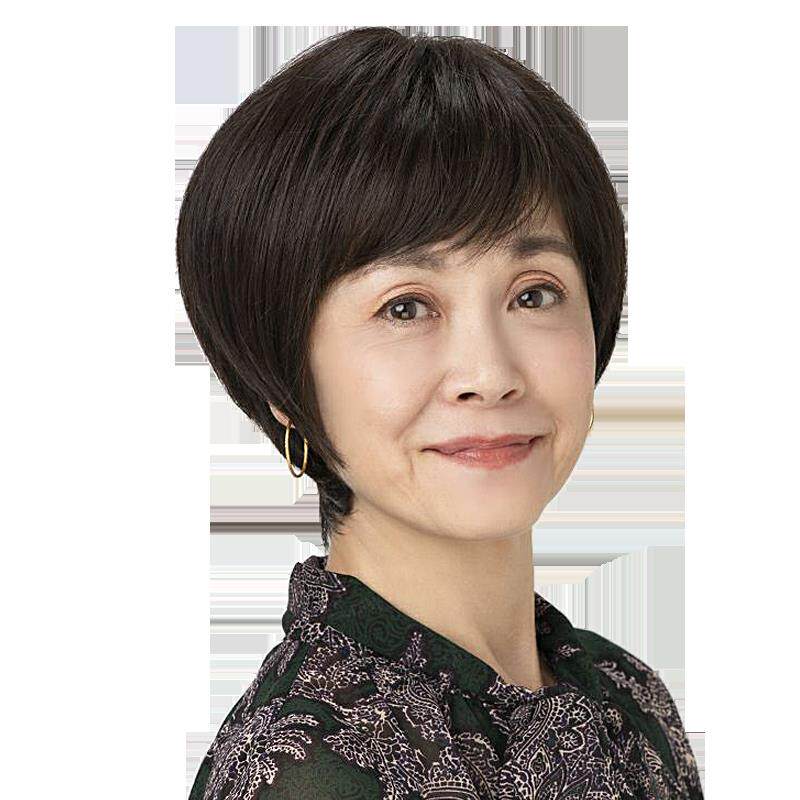 假发女短发全头套妈妈款短发真发头套中老年假头发全真人发丝自然