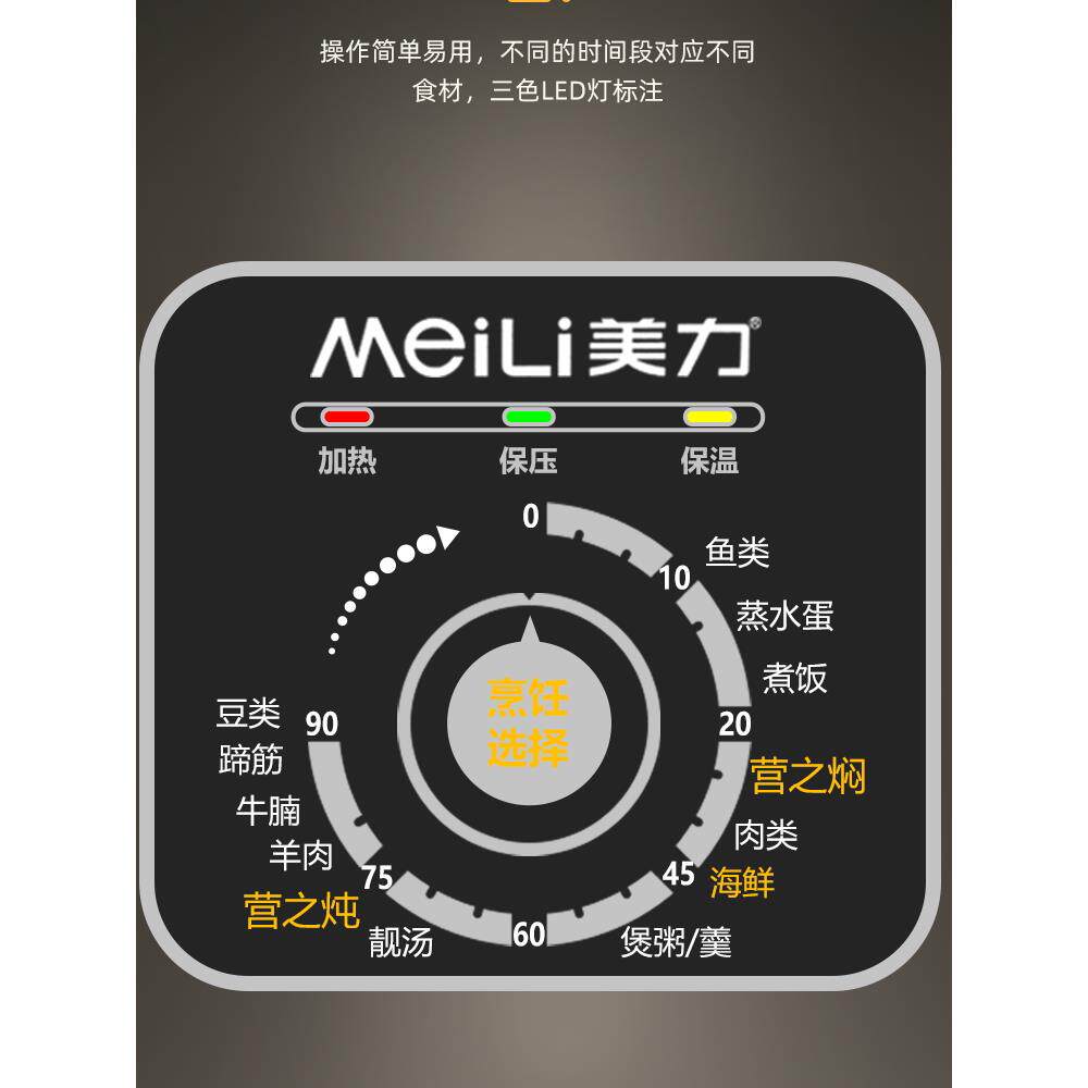 美丽正品电压力锅6L双加仑机械旋钮式电压力锅定时预约家用电压力