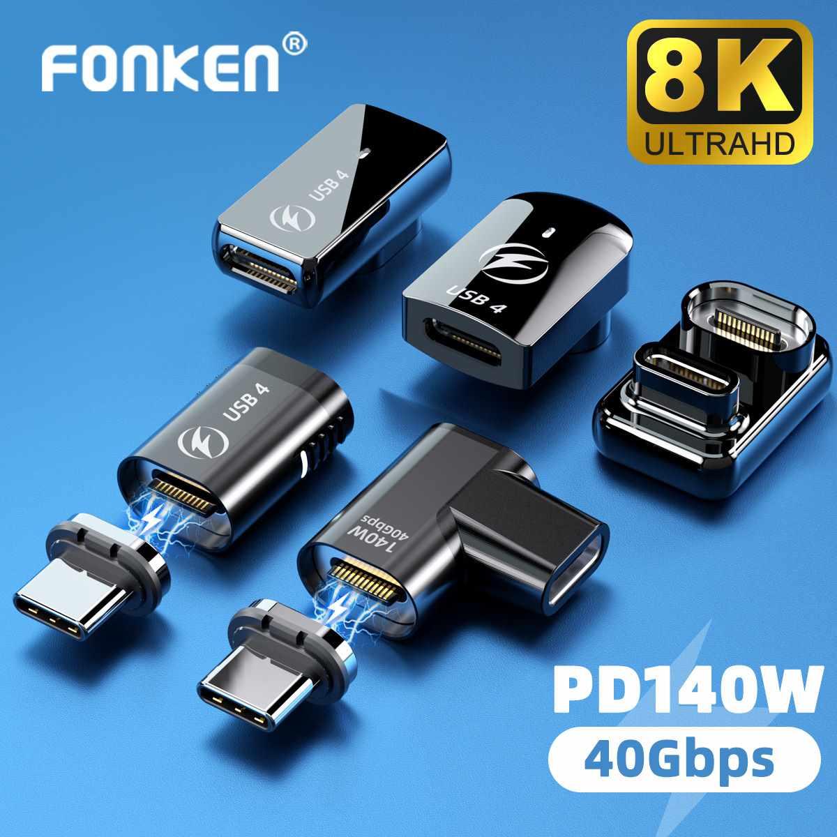 弯头PD24Pin全兼容140W快充type-c侧磁吸转接头MacBook4K视频传输