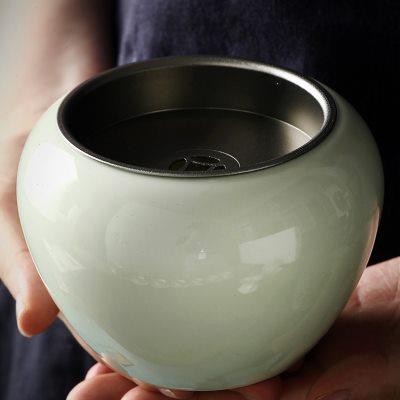 素茗陶瓷建水茶洗水盂茶盂带盖茶缸茶渣盆家用干泡台功夫茶具配件
