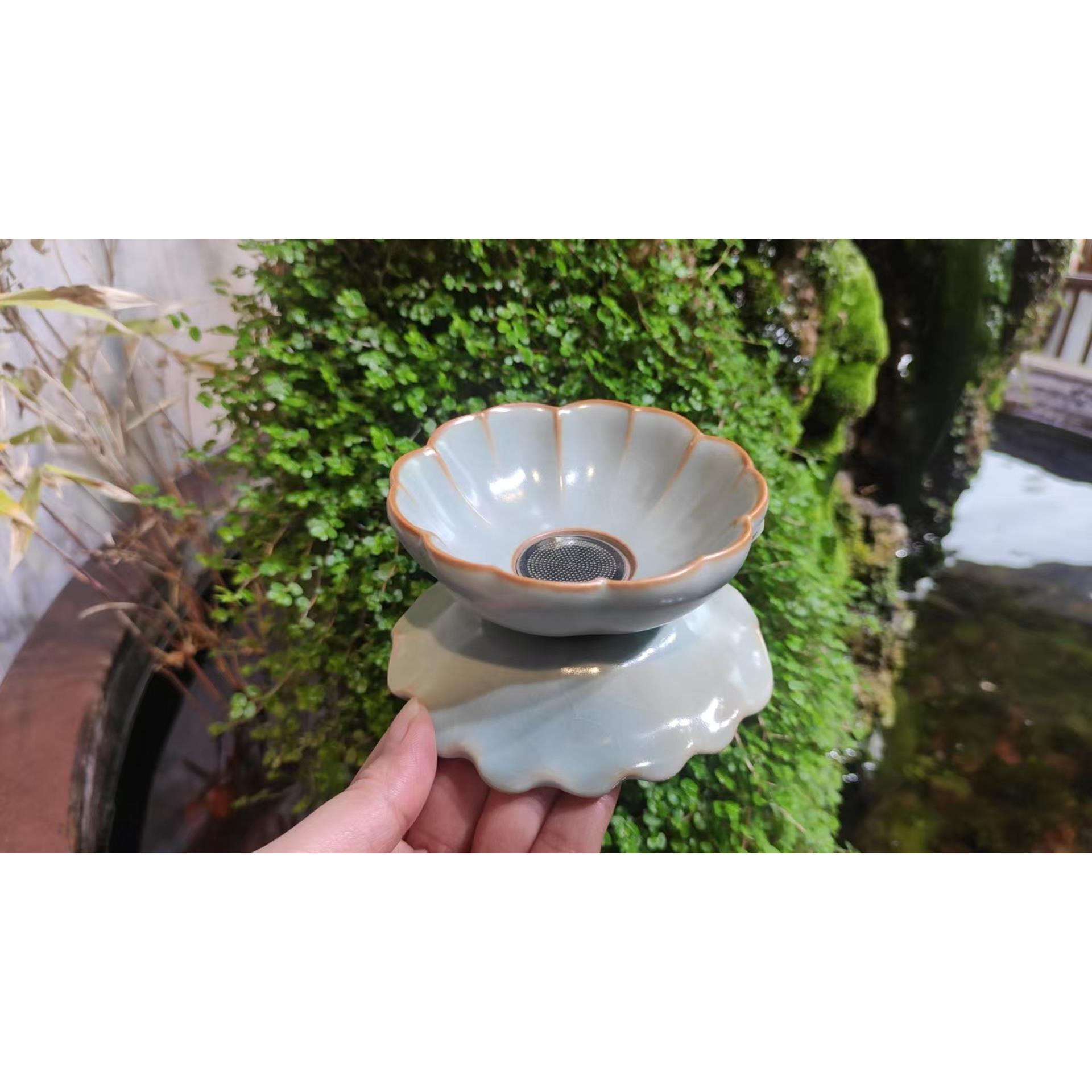 茶漏网过滤 柏韵汝窑开片陶瓷不锈钢滤网 陶瓷茶漏过滤网