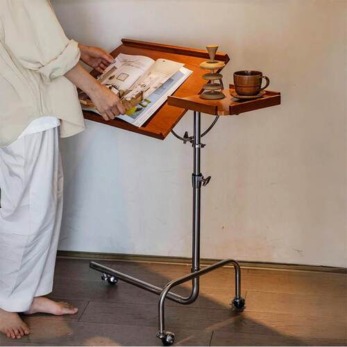 中古琴谱架实木边几可移动边桌小户型高级感创意不锈钢沙发小茶几