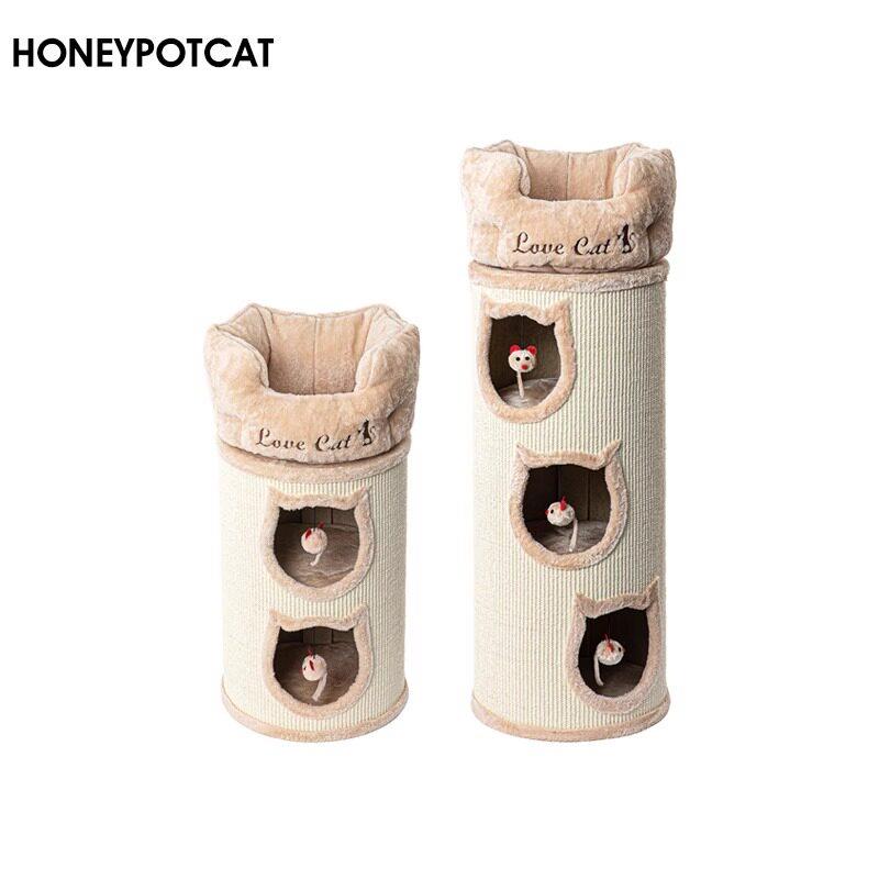蜜罐猫猫爬架猫窝猫树一体多层剑麻桶冬季保暖温暖桶多猫家庭5378