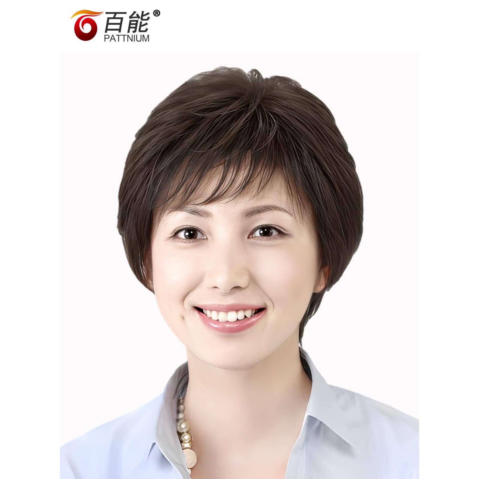 采购产品中老年妇女假发,真发,母亲假发,全手工编织的现实妇女