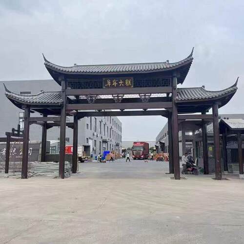 户外古建门楼防腐木仿古牌楼牌坊别墅屋檐门头四角凉亭中式建筑