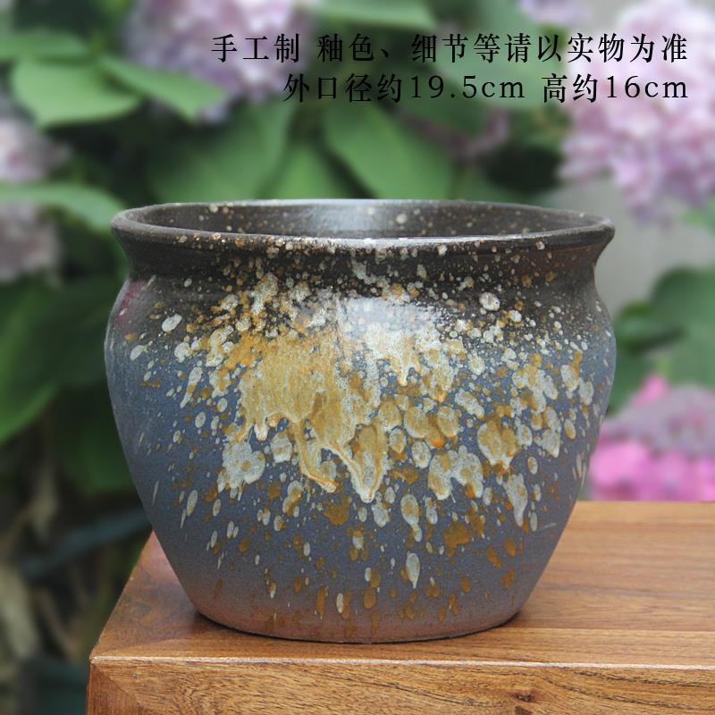 多肉花盆20cm大口径拼盘造景创意简约圆形粗陶瓷花卉盆栽紫砂花器